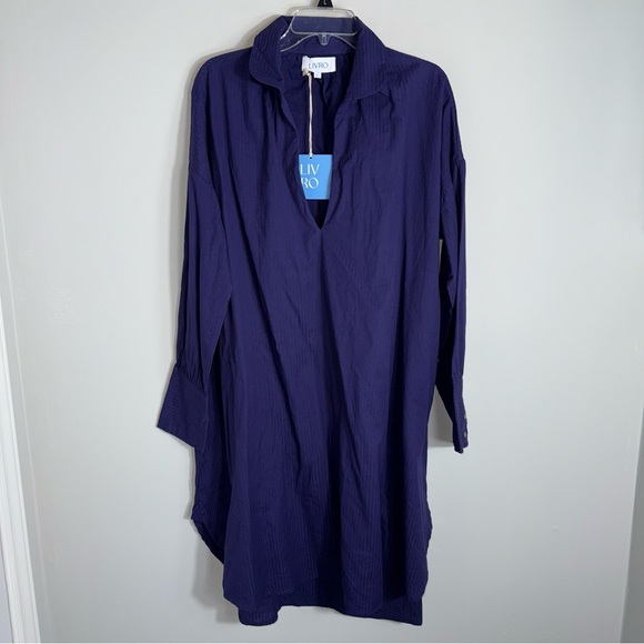 Livro Pullover Jane Dress-Shirt Dress-Oversized Relaxed-Cotton-Purple-Large-NWT - Picture 1 of 8